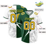 Custom Green White Split Personalized Lightning Pattern Football Jersey