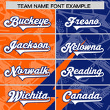Custom Orange Royal Split Personalized Lightning Pattern Football Jersey