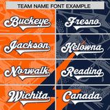 Custom Orange Navy Split Personalized Lightning Pattern Football Jersey