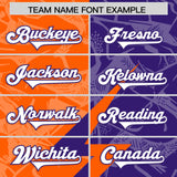 Custom Orange Purple Split Personalized Lightning Pattern Football Jersey