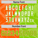 Custom Neon Green Orange Split Personalized Lightning Pattern Football Jersey