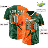 Custom Green Orange Split Personalized Lightning Pattern Football Jersey
