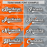 Custom Grey Orange Split Personalized Lightning Pattern Football Jersey
