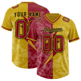 Custom Old Gold Cardinal Split Personalized Lightning Pattern Football Jersey