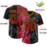 Custom Black Cardinal Split Personalized Lightning Pattern Football Jersey