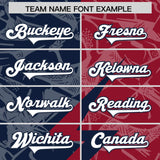 Custom Navy Cardinal Split Personalized Lightning Pattern Football Jersey