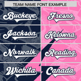 Custom Pink Navy Split Personalized Lightning Pattern Football Jersey