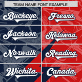 Custom Red Navy Split Personalized Lightning Pattern Football Jersey
