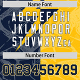 Custom Gold Navy Split Personalized Lightning Pattern Football Jersey