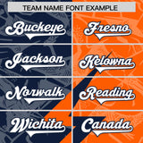 Custom Orange Navy Split Personalized Lightning Pattern Football Jersey