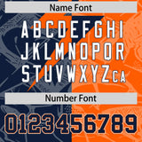 Custom Orange Navy Split Personalized Lightning Pattern Football Jersey
