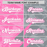 Custom Gray Pink Split Personalized Lightning Pattern Football Jersey