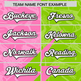 Custom Neon Green Pink Split Personalized Lightning Pattern Football Jersey