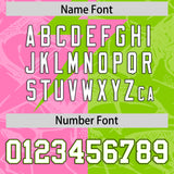 Custom Neon Green Pink Split Personalized Lightning Pattern Football Jersey