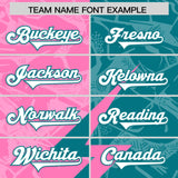 Custom Aqua Pink Split Personalized Lightning Pattern Football Jersey