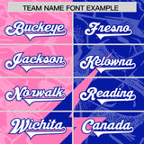 Custom Royal Pink Split Personalized Lightning Pattern Football Jersey