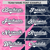 Custom Navy Pink Split Personalized Lightning Pattern Football Jersey