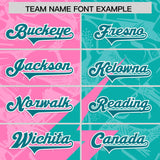 Custom Aqua Pink Split Personalized Lightning Pattern Football Jersey