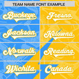 Custom Yellow Light Blue Split Personalized Lightning Pattern Football Jersey