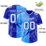 Custom Royal Light Blue Split Personalized Lightning Pattern Football Jersey