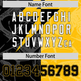 Custom Yellow Black Split Personalized Lightning Pattern Football Jersey