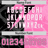 Custom Pink Black Split Personalized Lightning Pattern Football Jersey