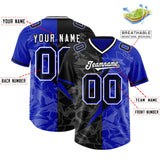 Custom Royal Black Split Personalized Lightning Pattern Football Jersey