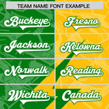 Custom Kelly Green Yellow Split Personalized Lightning Pattern Football Jersey