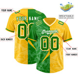 Custom Kelly Green Yellow Split Personalized Lightning Pattern Football Jersey