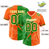 Custom Orange Kelly Green Split Personalized Lightning Pattern Football Jersey