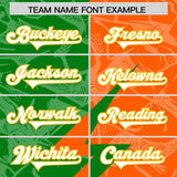 Custom Orange Kelly Green Split Personalized Lightning Pattern Football Jersey