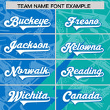 Custom Panther Blue Aqua Split Personalized Lightning Pattern Football Jersey