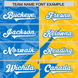 Custom Panther Blue Yellow Split Personalized Lightning Pattern Football Jersey