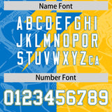 Custom Panther Blue Yellow Split Personalized Lightning Pattern Football Jersey