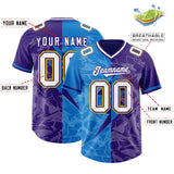 Custom Panther Blue Purple Split Personalized Lightning Pattern Football Jersey