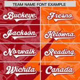 Custom Red Orange Split Personalized Lightning Pattern Football Jersey