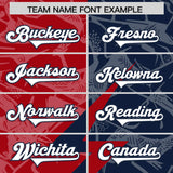 Custom Navy Red Split Personalized Lightning Pattern Football Jersey