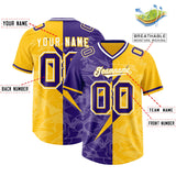 Custom Yellow Purple Split Personalized Lightning Pattern Football Jersey