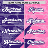 Custom Pink Purple Split Personalized Lightning Pattern Football Jersey