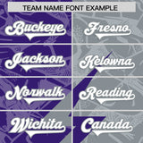 Custom Purple Gray Split Personalized Lightning Pattern Football Jersey