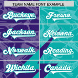 Custom Aqua Purple Split Personalized Lightning Pattern Football Jersey