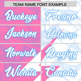 Custom White Pink Split Personalized Lightning Pattern Football Jersey