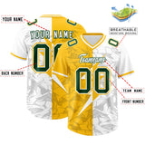 Custom Yellow White Split Personalized Lightning Pattern Football Jersey