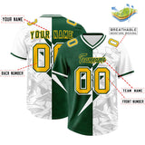 Custom Green White Split Personalized Lightning Pattern Football Jersey
