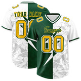 Custom Green White Split Personalized Lightning Pattern Football Jersey