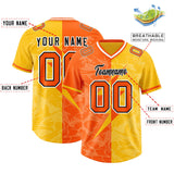 Custom Orange Yellow Split Personalized Lightning Pattern Football Jersey