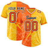Custom Orange Yellow Split Personalized Lightning Pattern Football Jersey