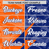 Custom Orange Royal Split Personalized Lightning Pattern Football Jersey