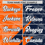 Custom Orange Navy Split Personalized Lightning Pattern Football Jersey