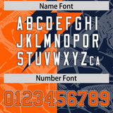 Custom Orange Navy Split Personalized Lightning Pattern Football Jersey